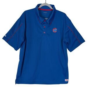Stitches Chicago Cubs Polo Shirt Men's Large Blue‎ Shorts Sleeve Performance